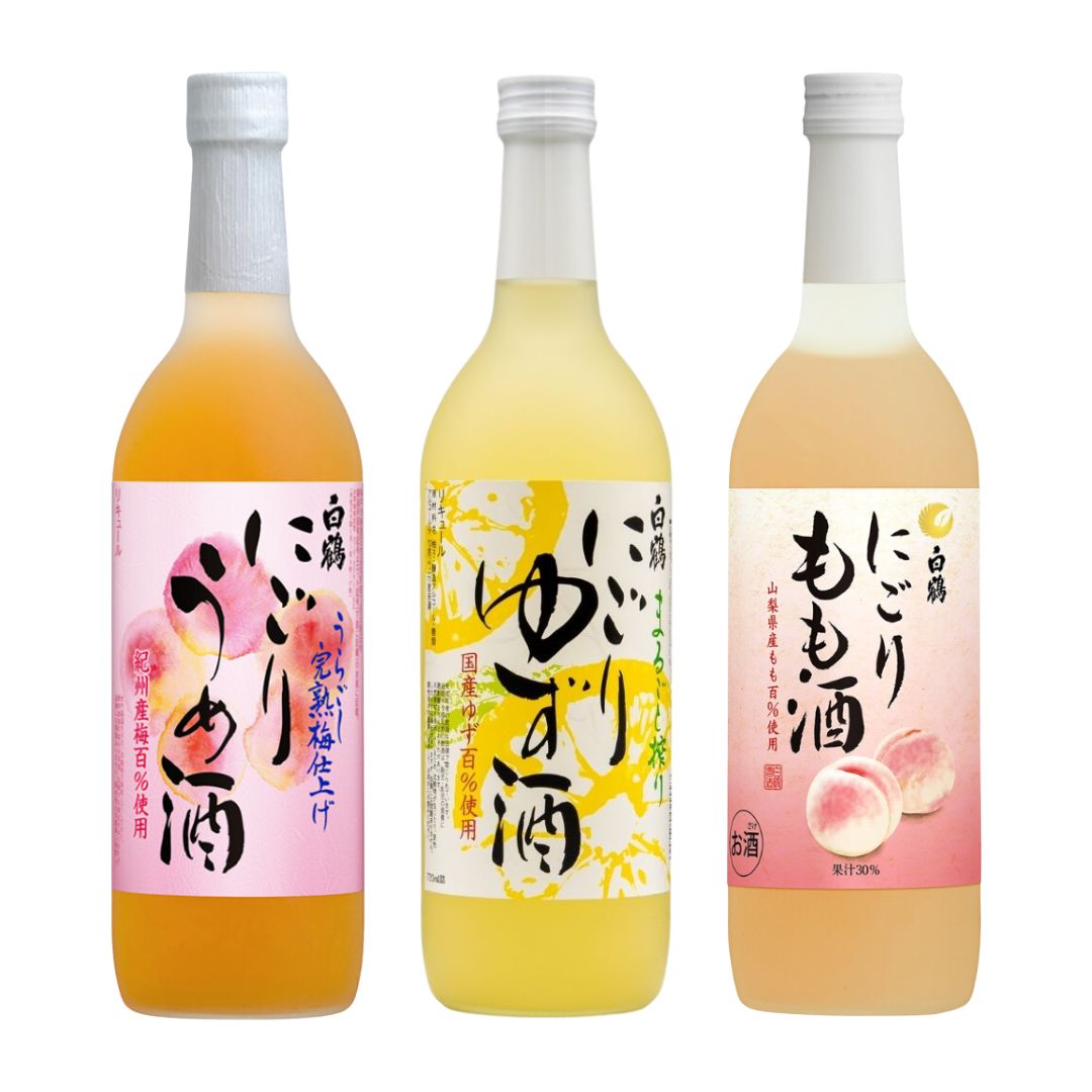 HAKUTSURU Nigori Sake Set 3 bottles with gift box